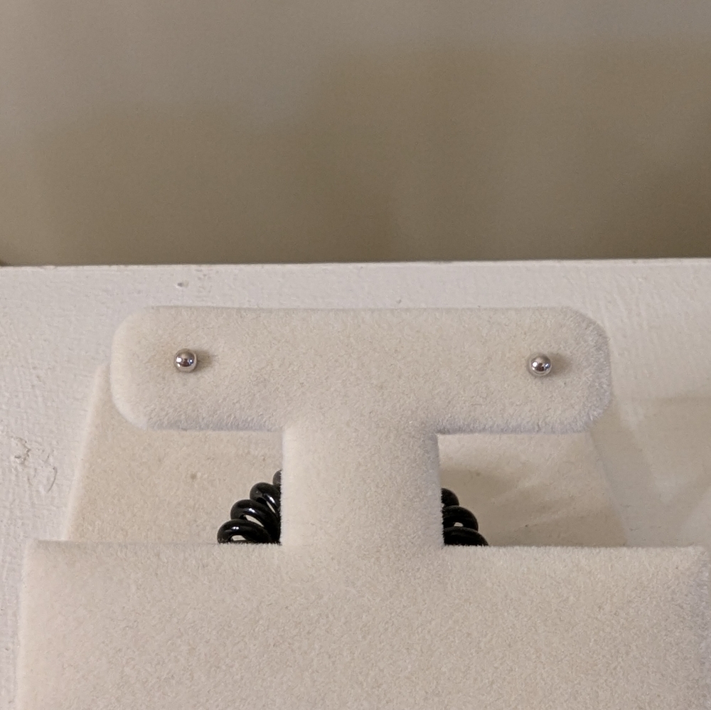 14K White Gold Tiny Ball Studs